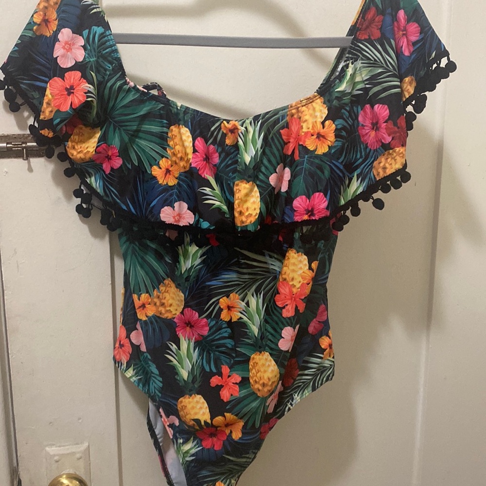 One piece floral swim wear size large